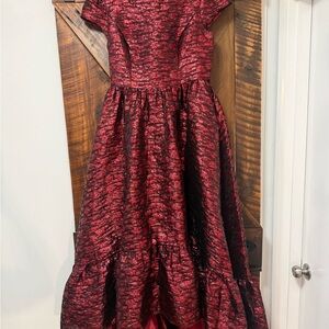 Mac Duggal Red and Black Textured Dress